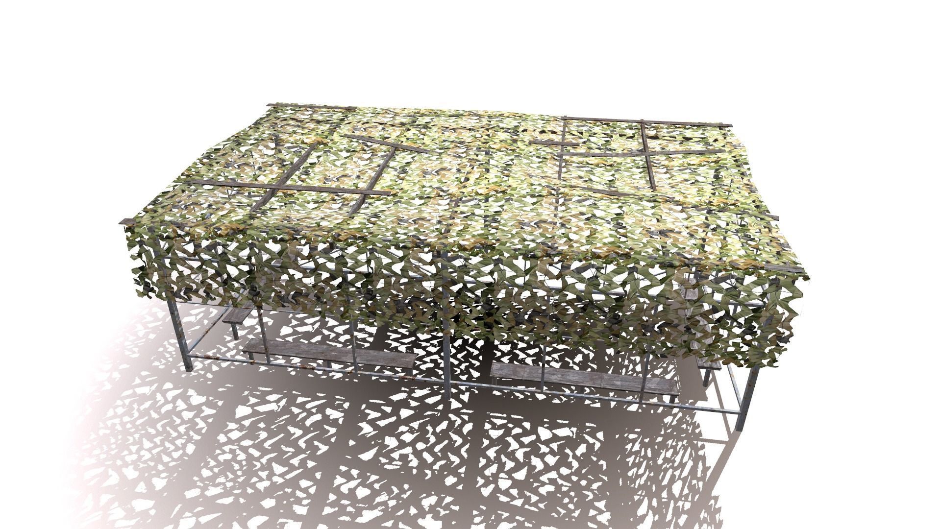 canopy with camouflage net Low-poly 3D model_9