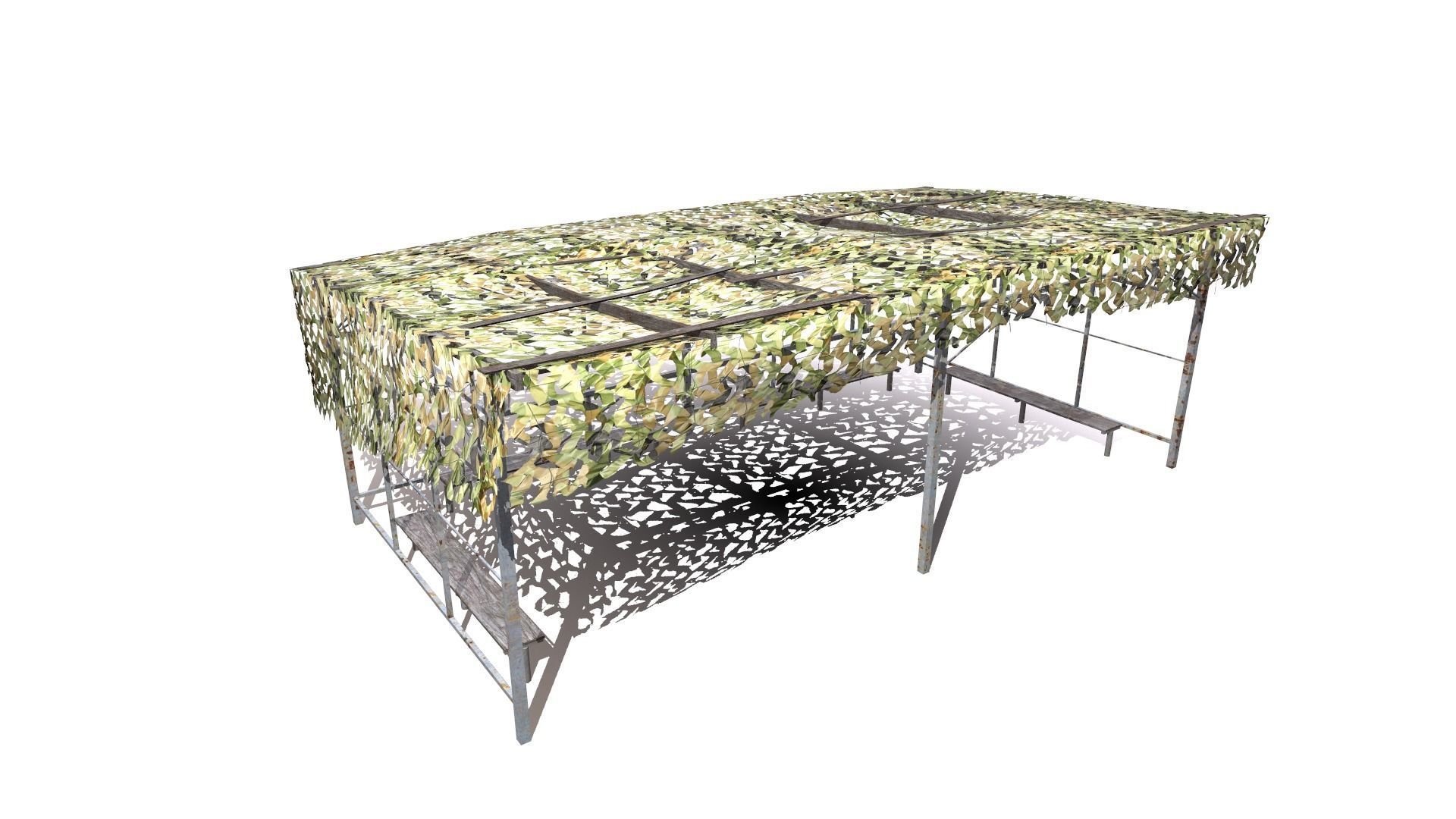 canopy with camouflage net Low-poly 3D model_7
