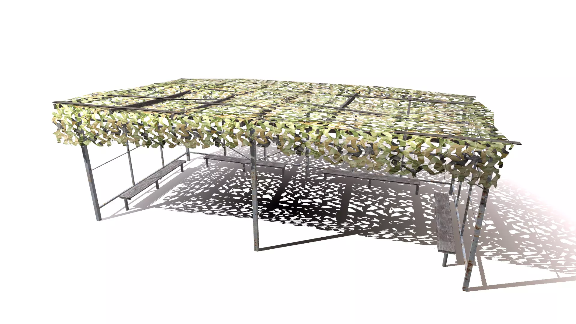 canopy with camouflage net Low-poly 3D model_0