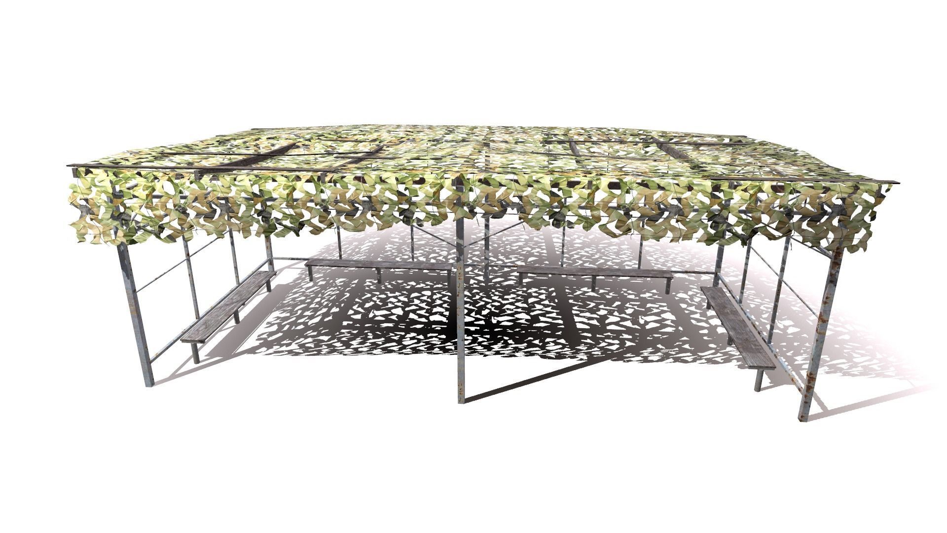 canopy with camouflage net Low-poly 3D model_13