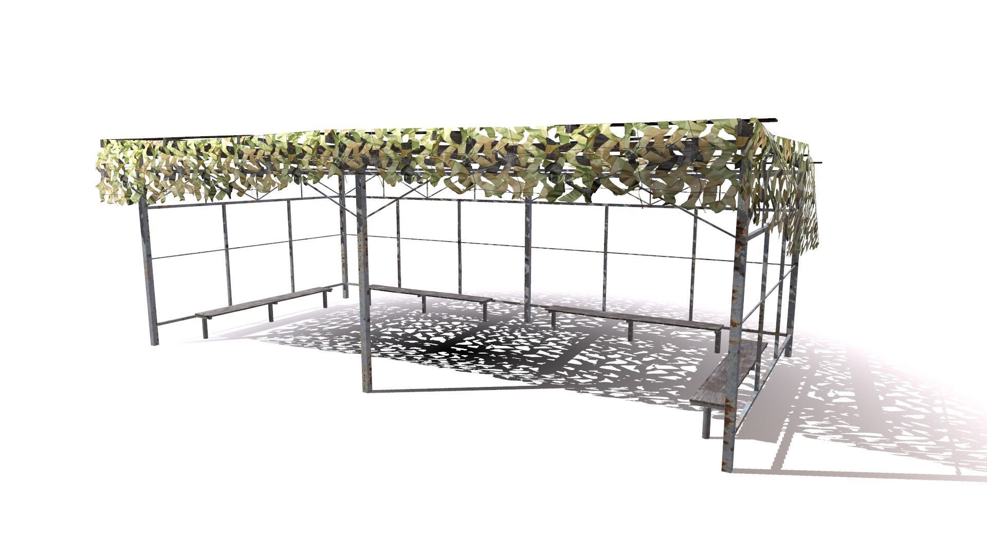 canopy with camouflage net Low-poly 3D model_15
