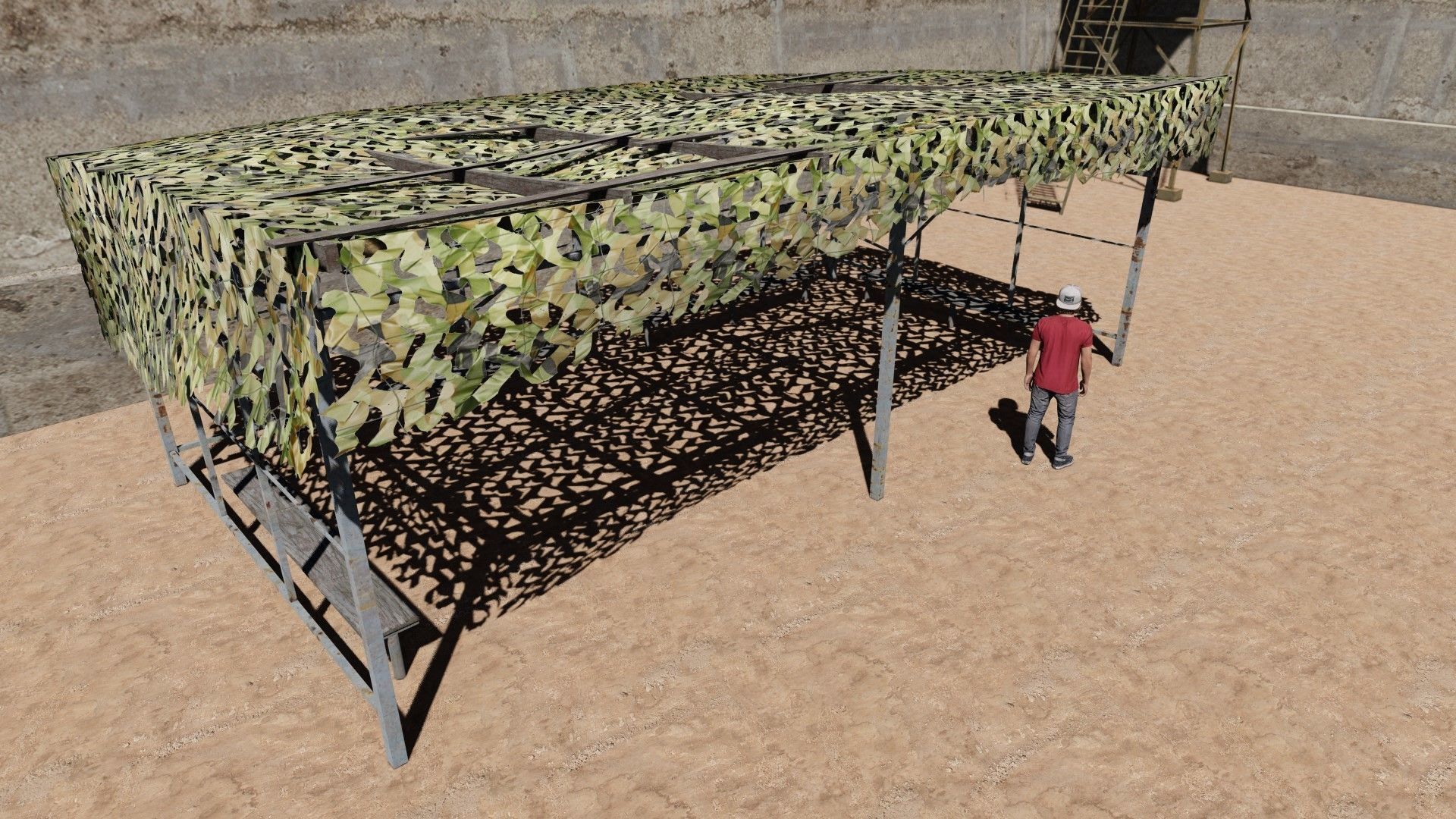 canopy with camouflage net Low-poly 3D model_6