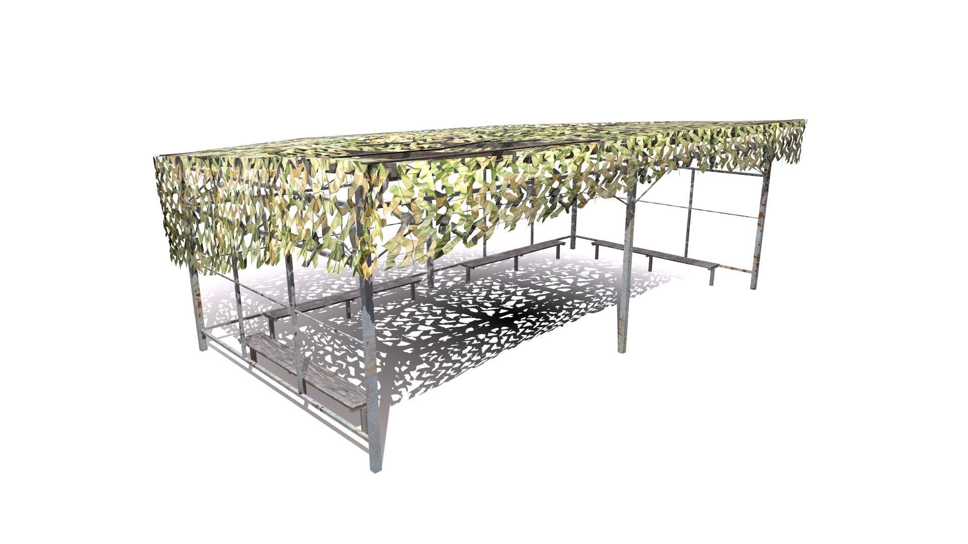 canopy with camouflage net Low-poly 3D model_12