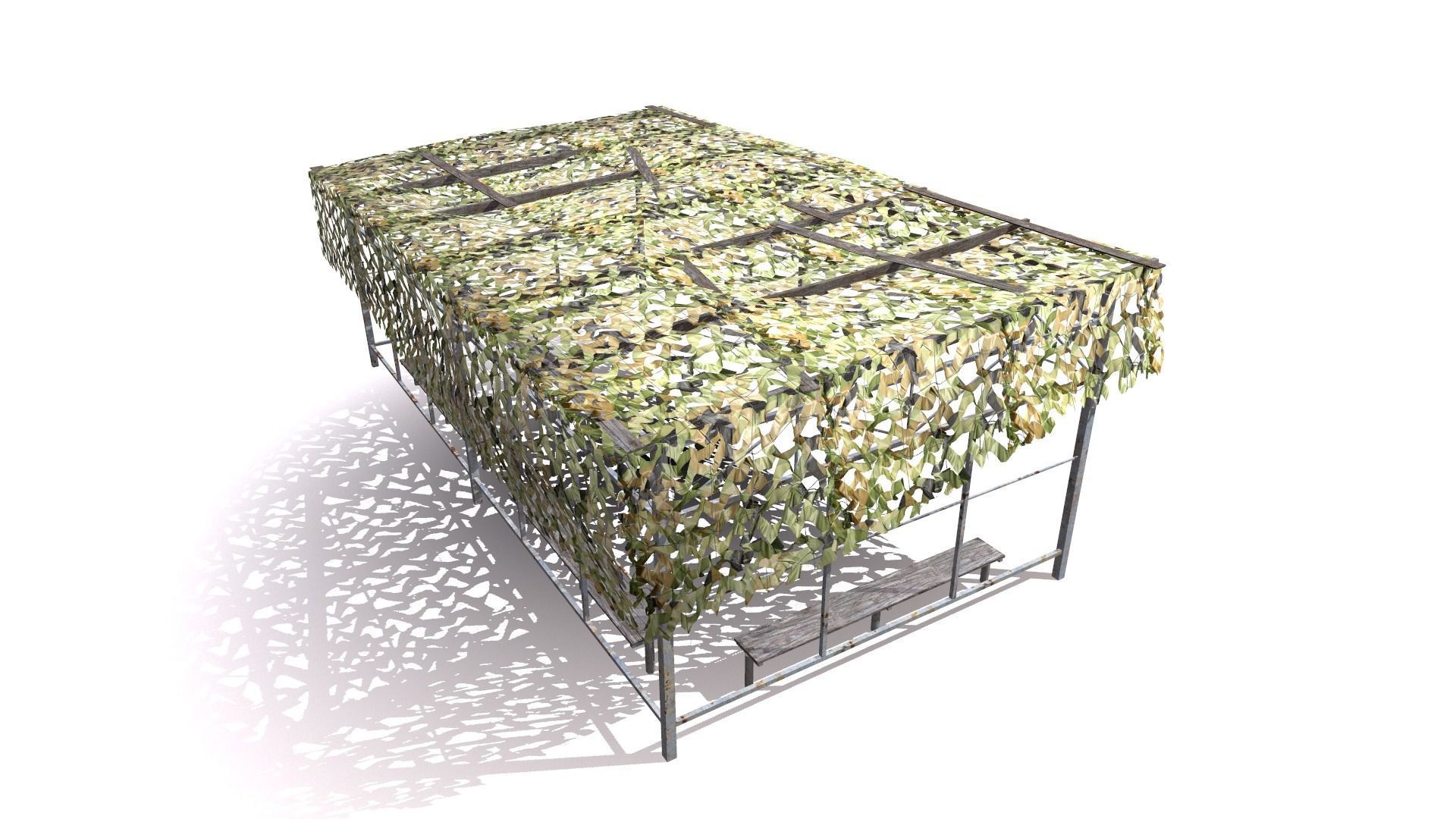 canopy with camouflage net Low-poly 3D model_10