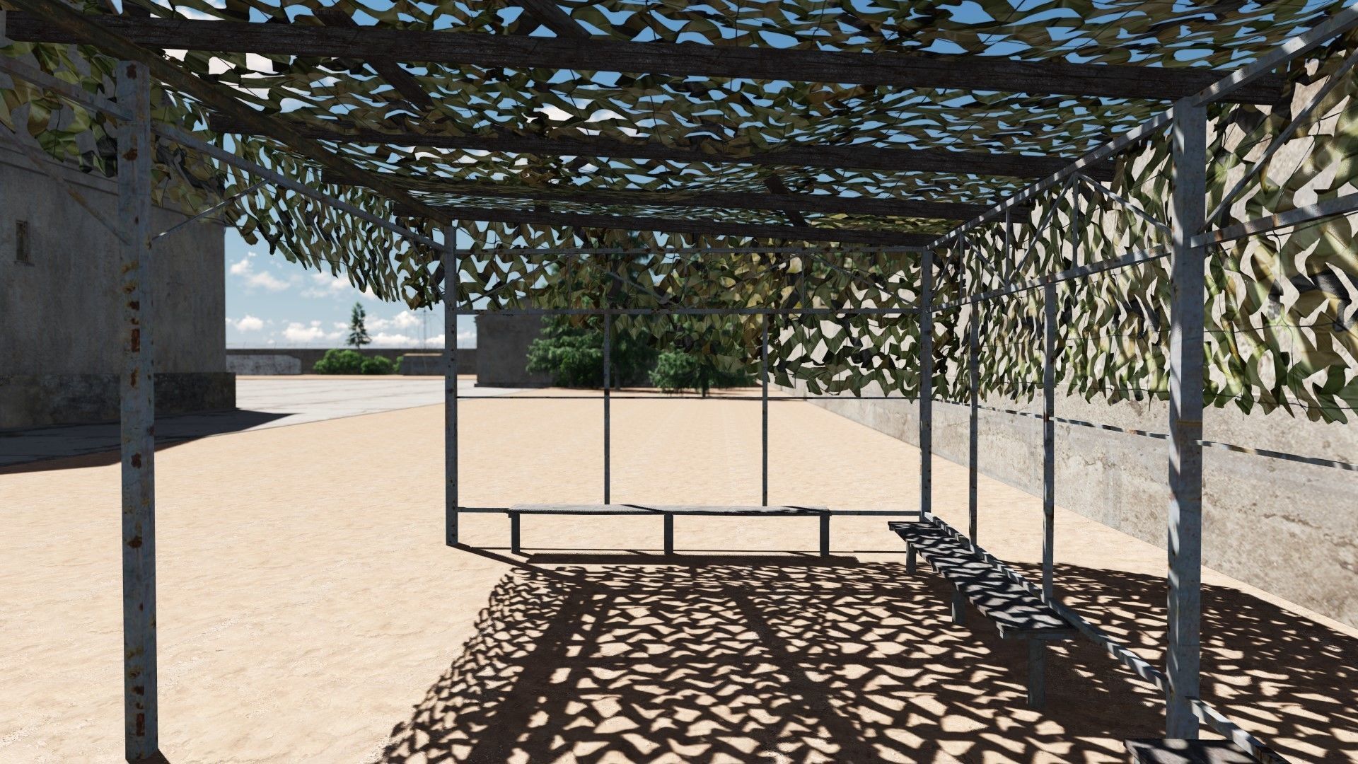 canopy with camouflage net Low-poly 3D model_4