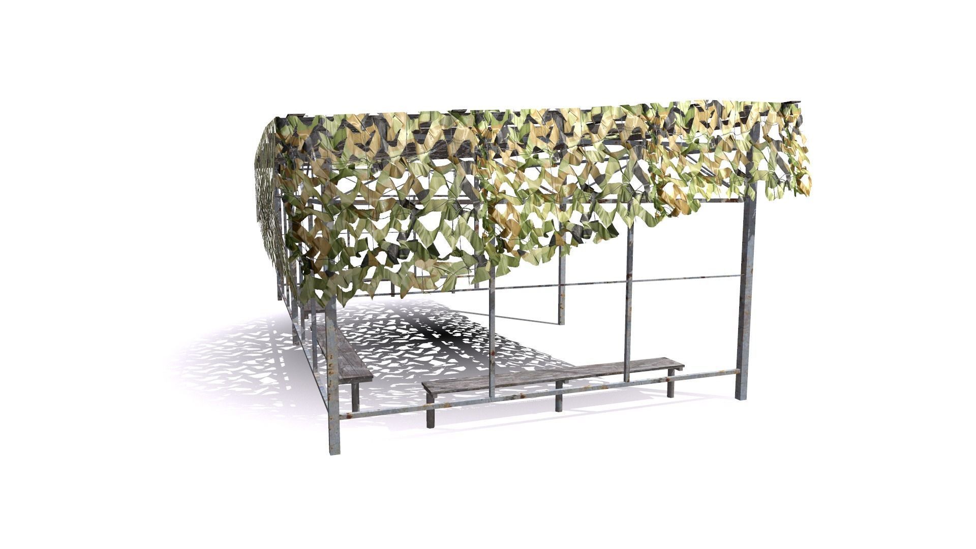 canopy with camouflage net Low-poly 3D model_11