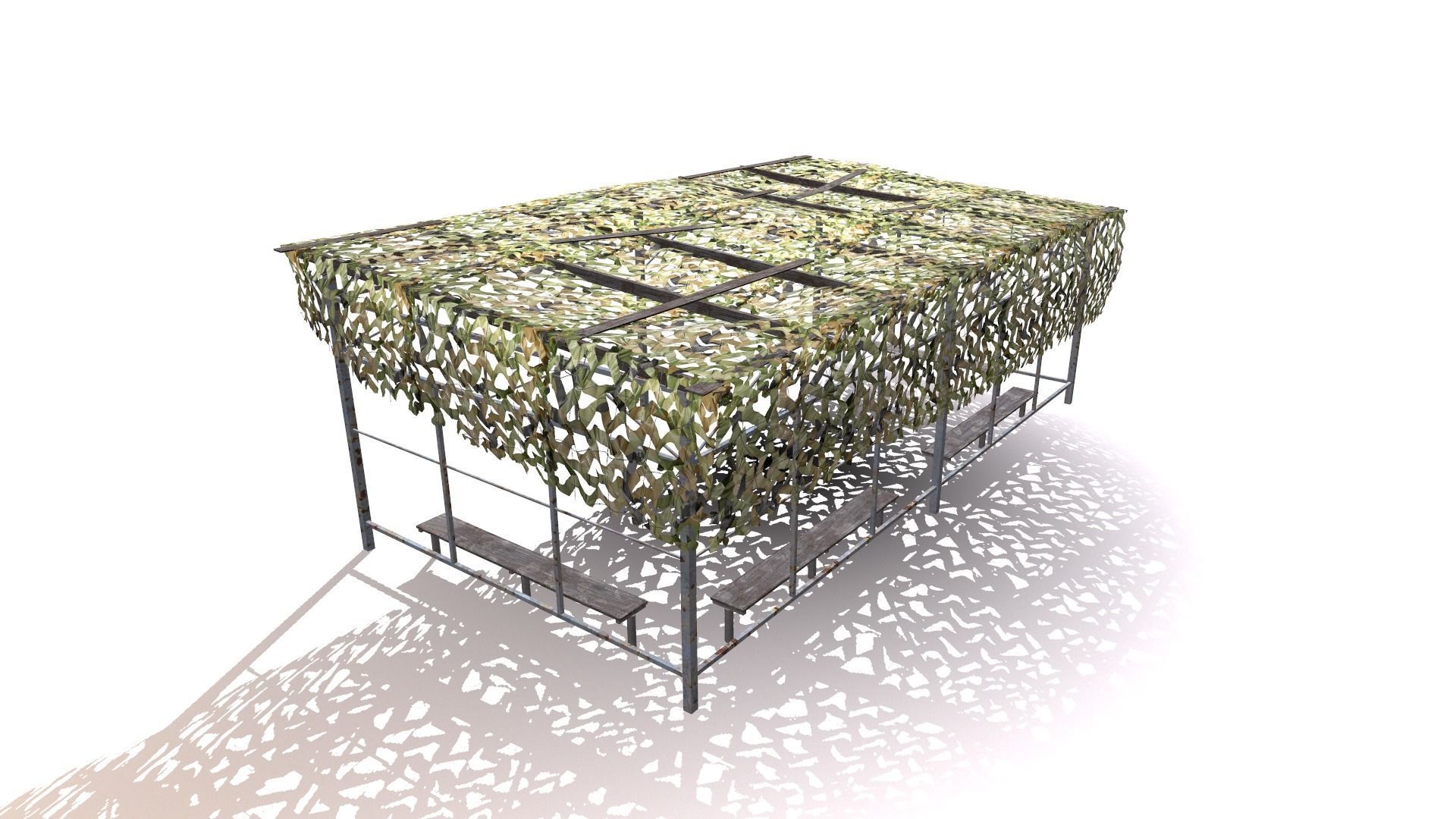 canopy with camouflage net Low-poly 3D model_8