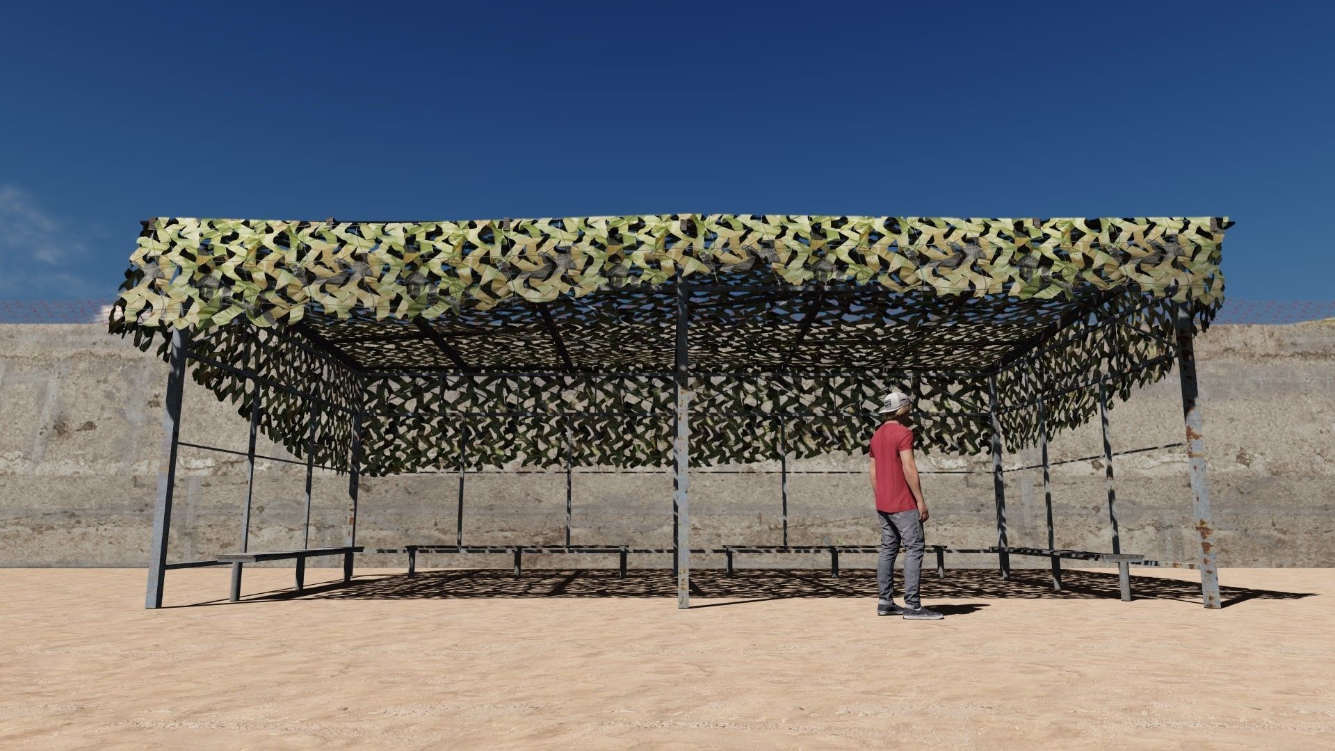canopy with camouflage net Low-poly 3D model_5