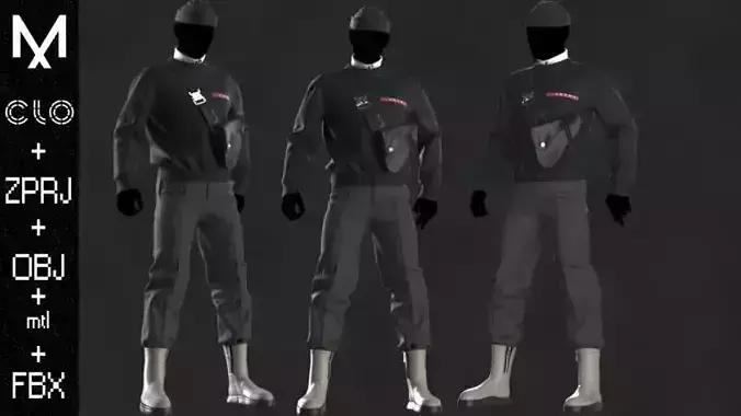 New Outfit Male Marvelous designer Clo3d OBJ mtl FBX ZPRJ