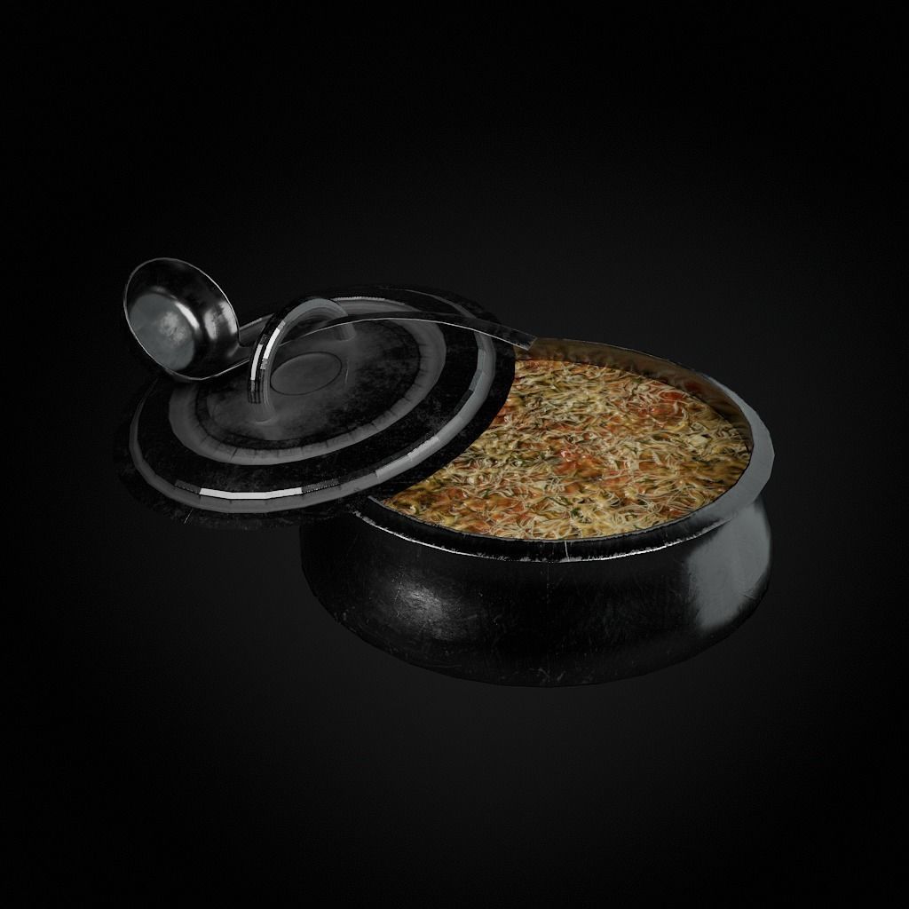 cauldron and scoop Low-poly 3D model_7
