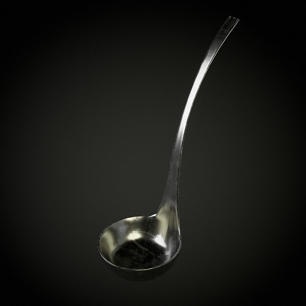 cauldron and scoop Low-poly 3D model_4