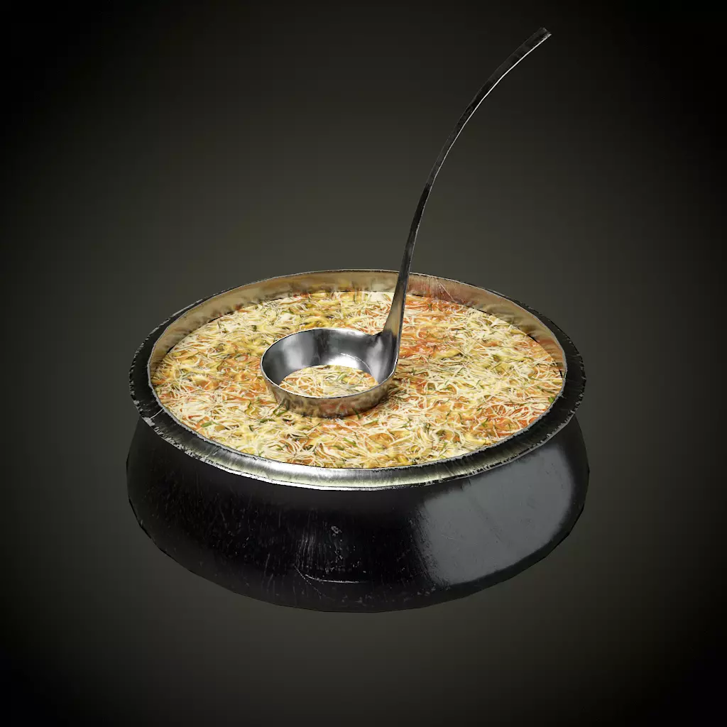 cauldron and scoop Low-poly 3D model_0