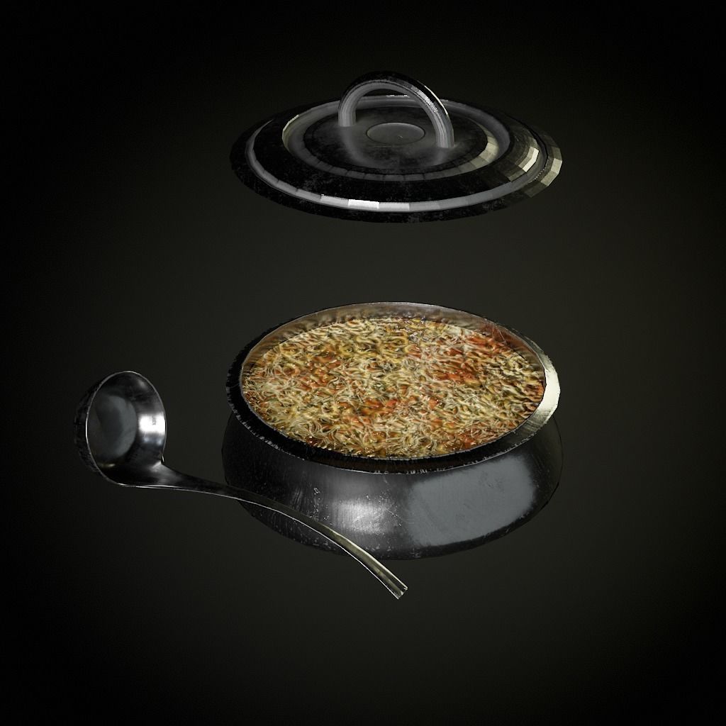 cauldron and scoop Low-poly 3D model_2