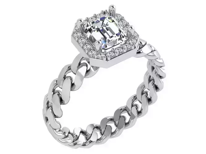 Octagonal Halo Cumin Chain Ring 4503