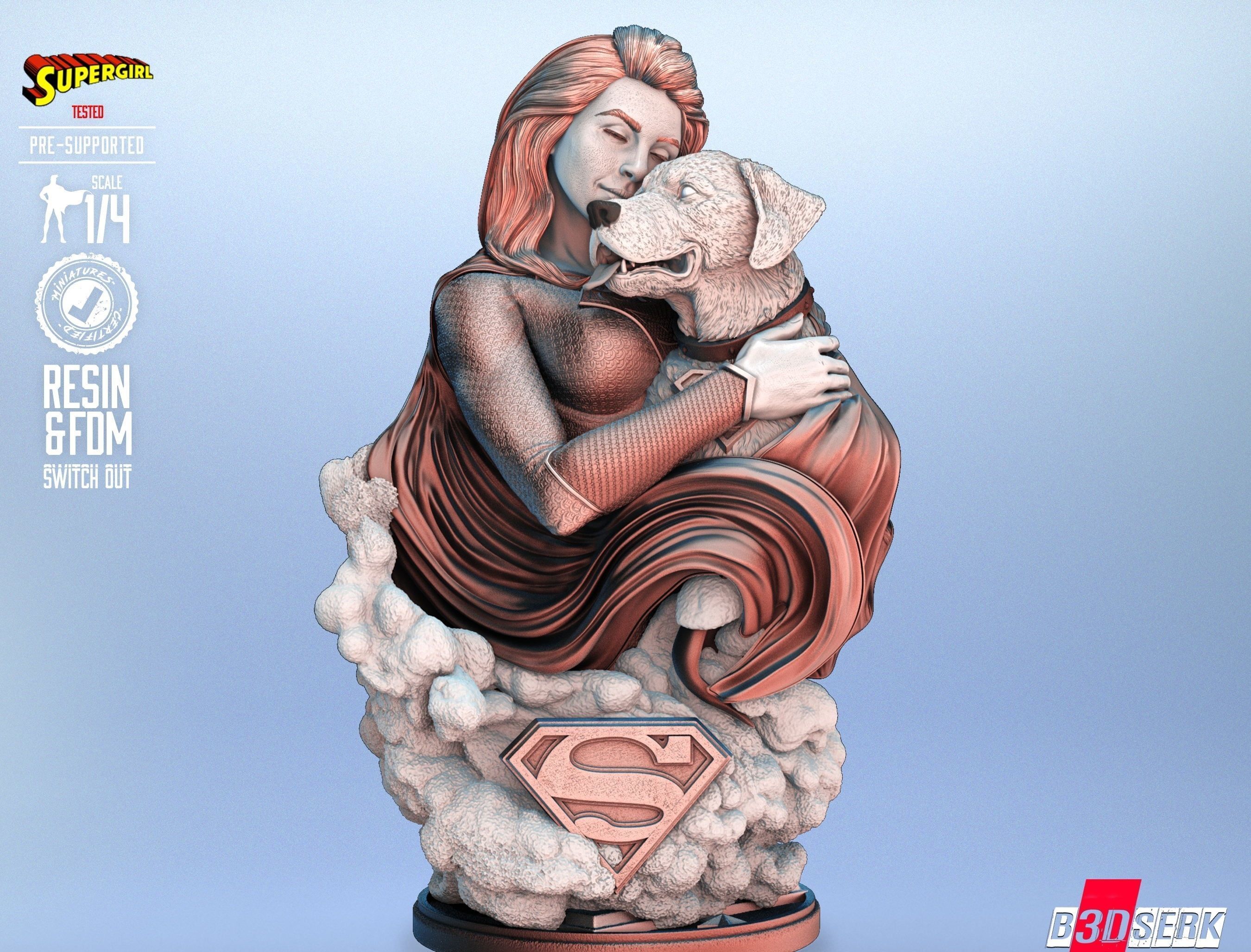 B3DSERK Super Girl BustTested for 3D printing 3D print model_9