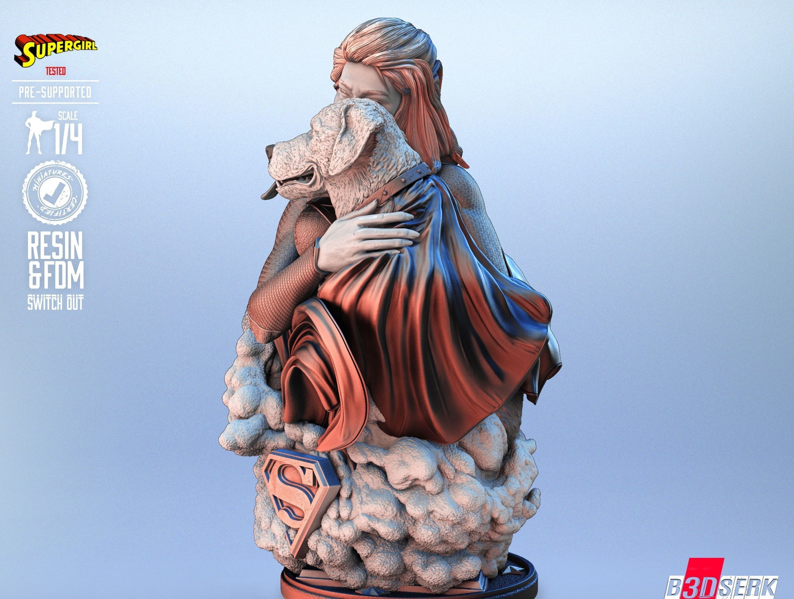 B3DSERK Super Girl BustTested for 3D printing 3D print model_27