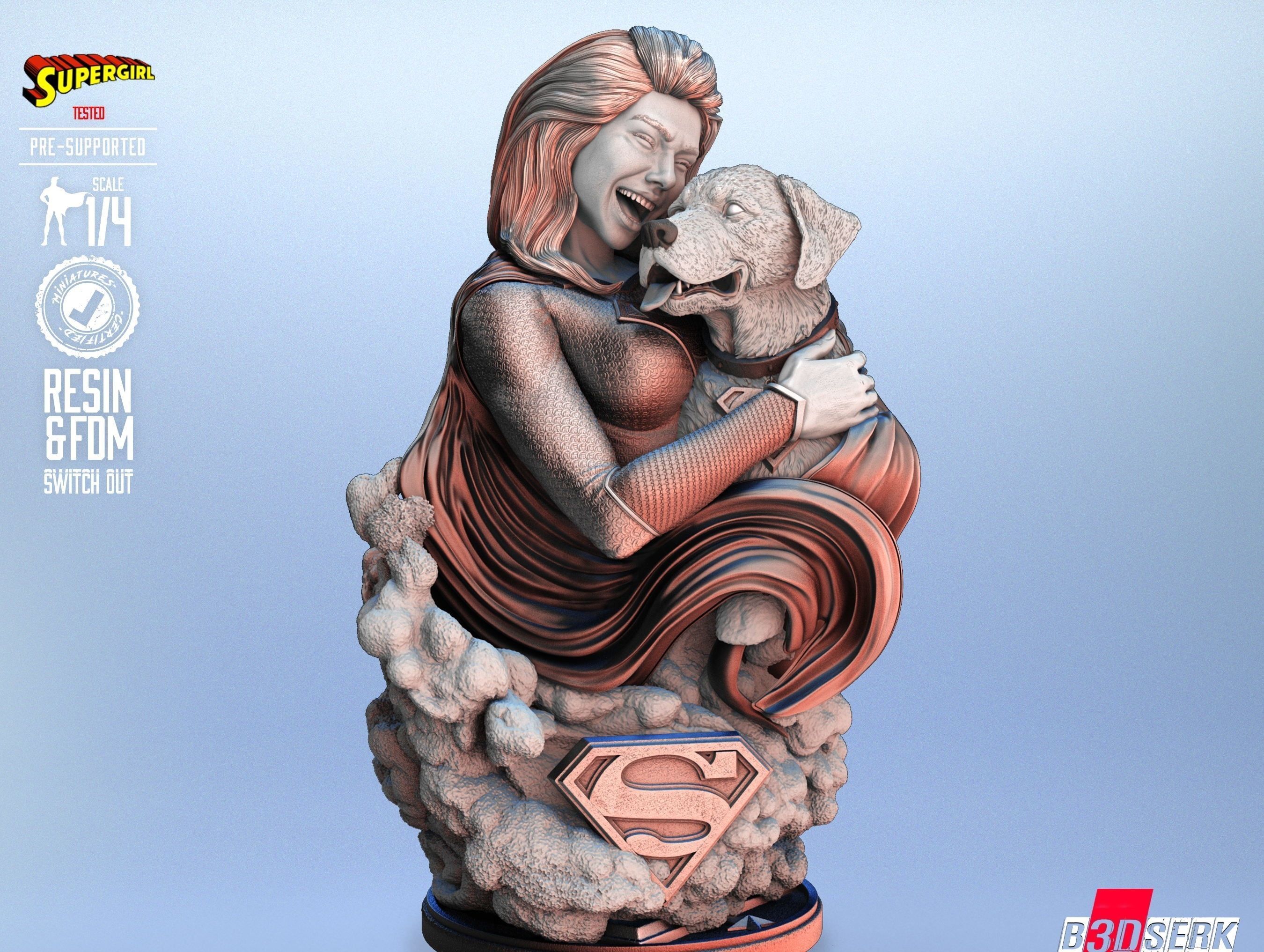 B3DSERK Super Girl BustTested for 3D printing 3D print model_19