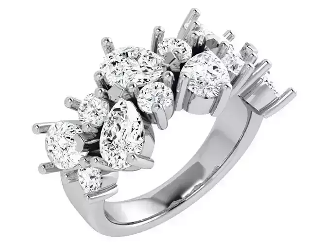 Pear and Round Cut Diamond Ring 4505