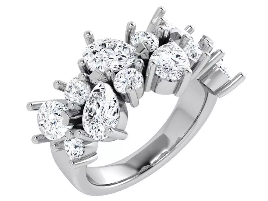 Pear and Round Cut Diamond Ring 4505 3D print model_0