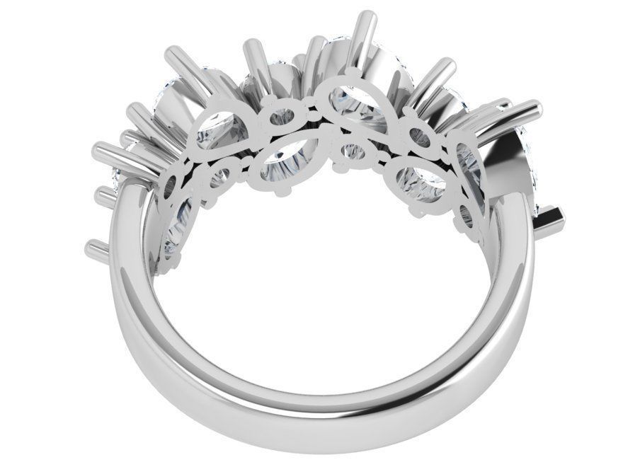 Pear and Round Cut Diamond Ring 4505 3D print model_4
