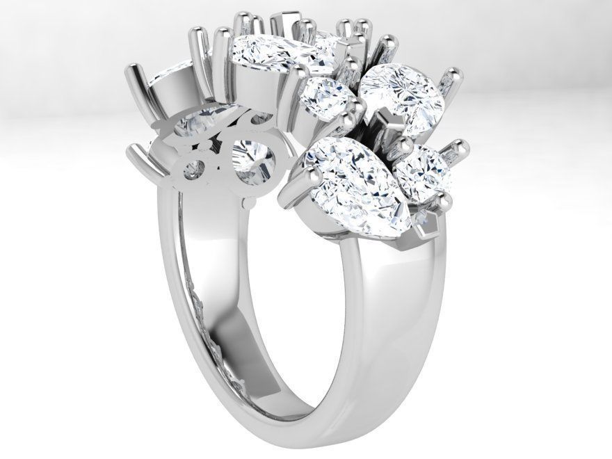 Pear and Round Cut Diamond Ring 4505 3D print model_3