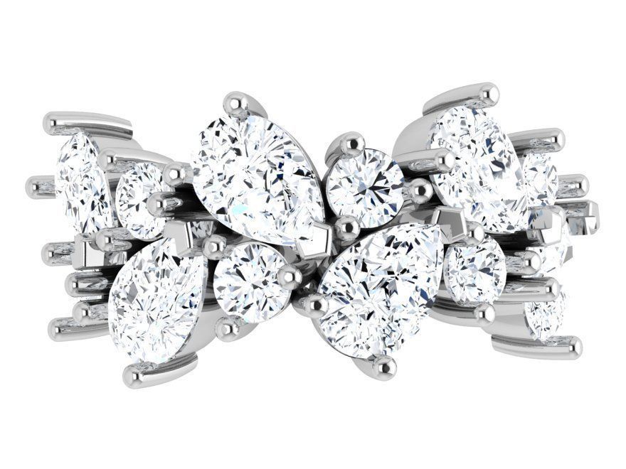 Pear and Round Cut Diamond Ring 4505 3D print model_2