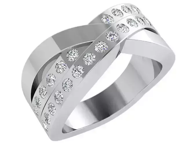 Crossed Diamond Ring 4506
