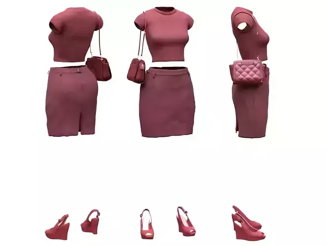 Female Summer Outfit 5 Low-poly 3D model