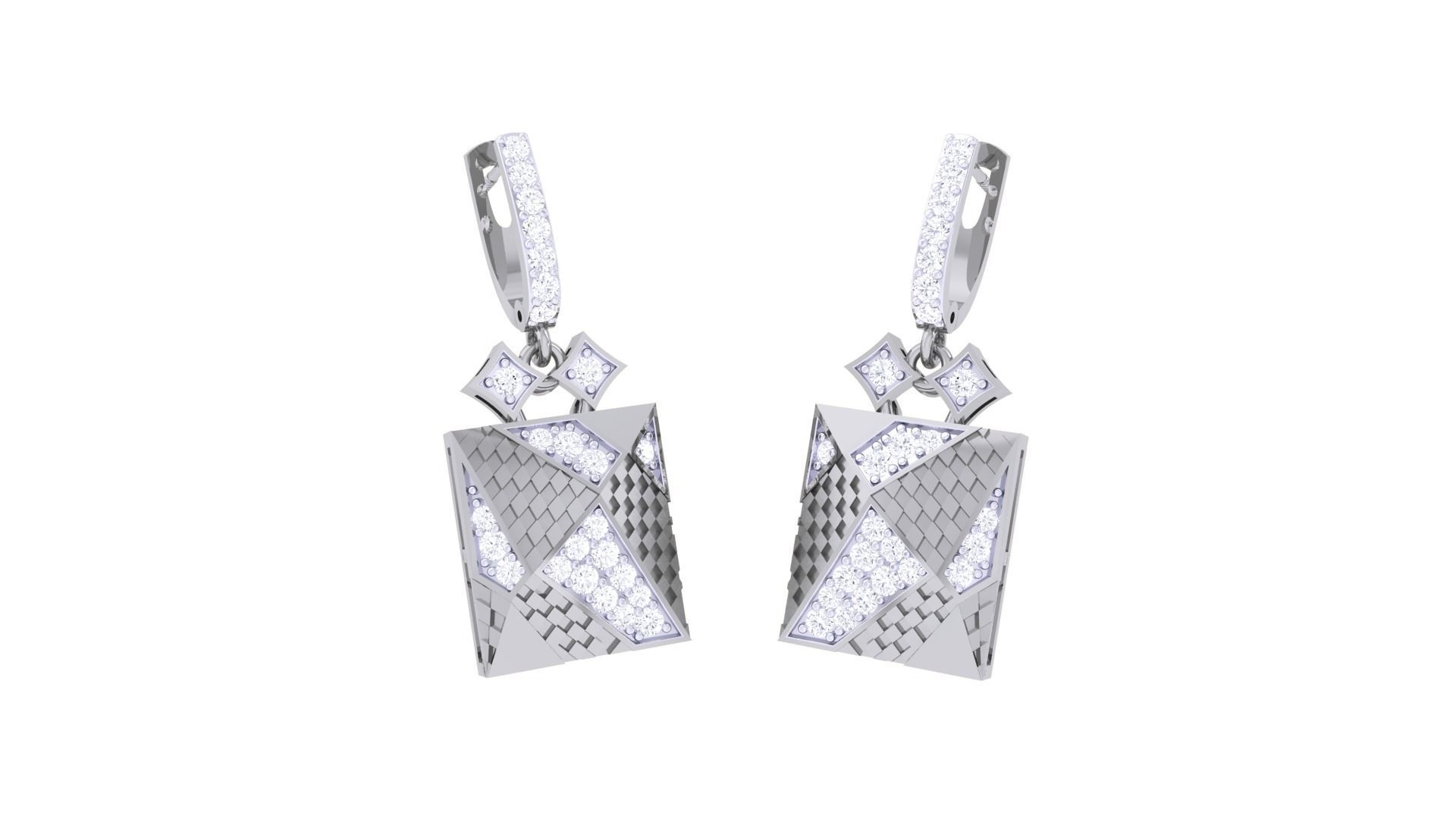 High Jewelry Pendant Earrings Set 3dm stl obj mtl gltf glb 3D print model_4