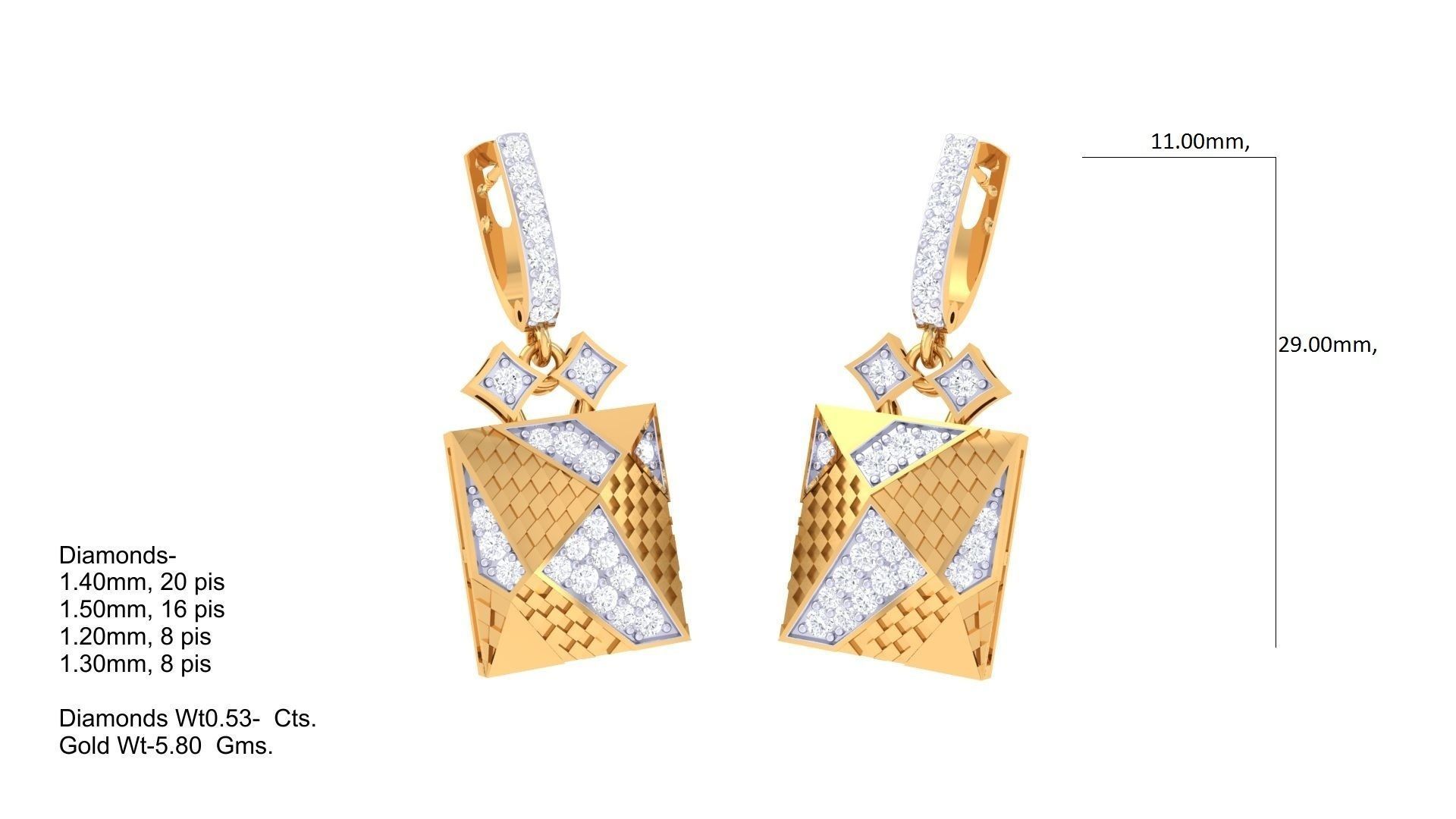 High Jewelry Pendant Earrings Set 3dm stl obj mtl gltf glb 3D print model_2