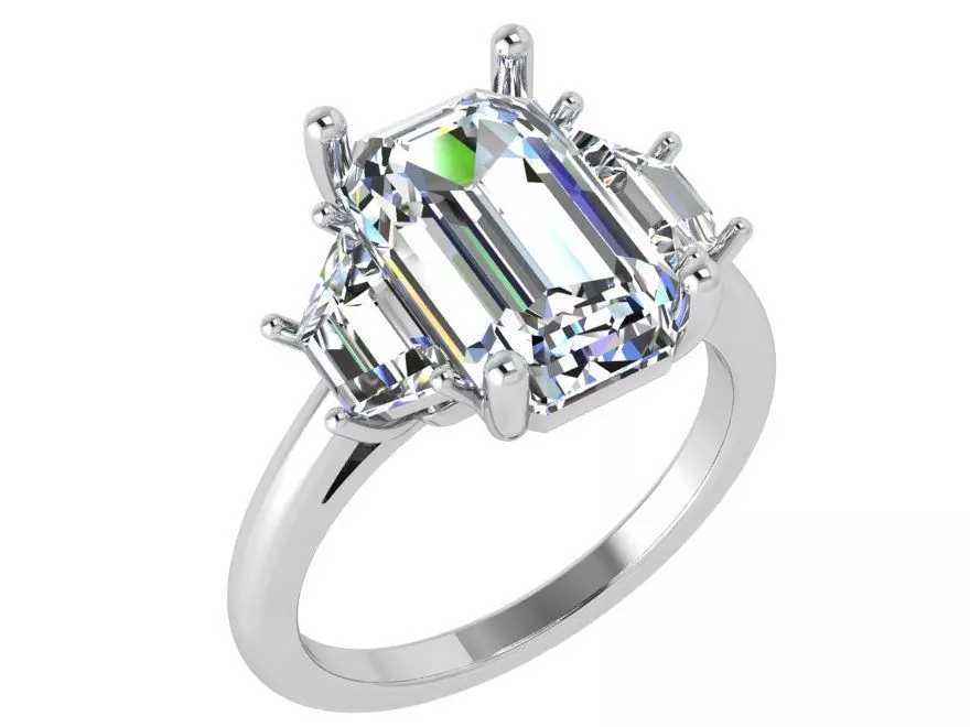 Three Stone Emerald Ring 4510 3D print model