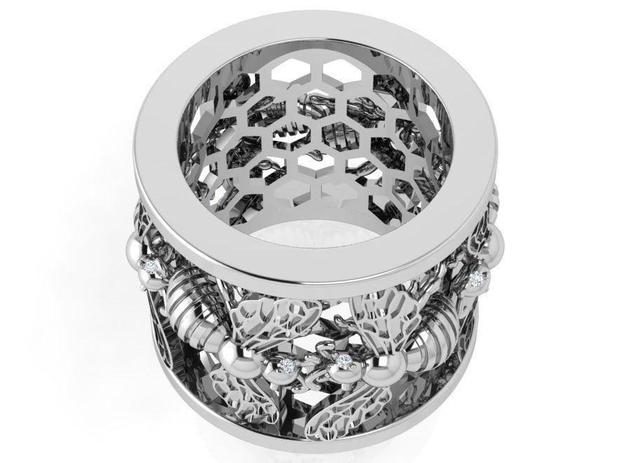Wide Ring With Bees 4512 3D print model_4