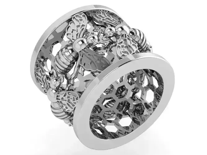 Wide Ring With Bees 4512