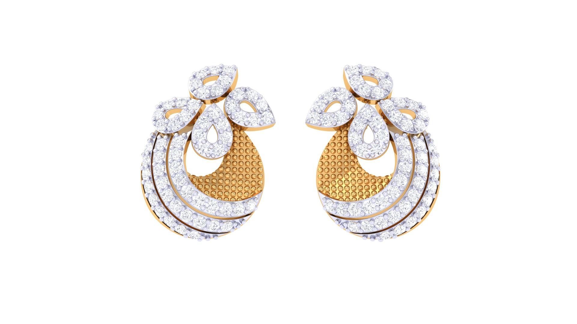 High Jewelry Pendant Earrings Set 3dm stl obj mtl gltf glb 3D print model_6