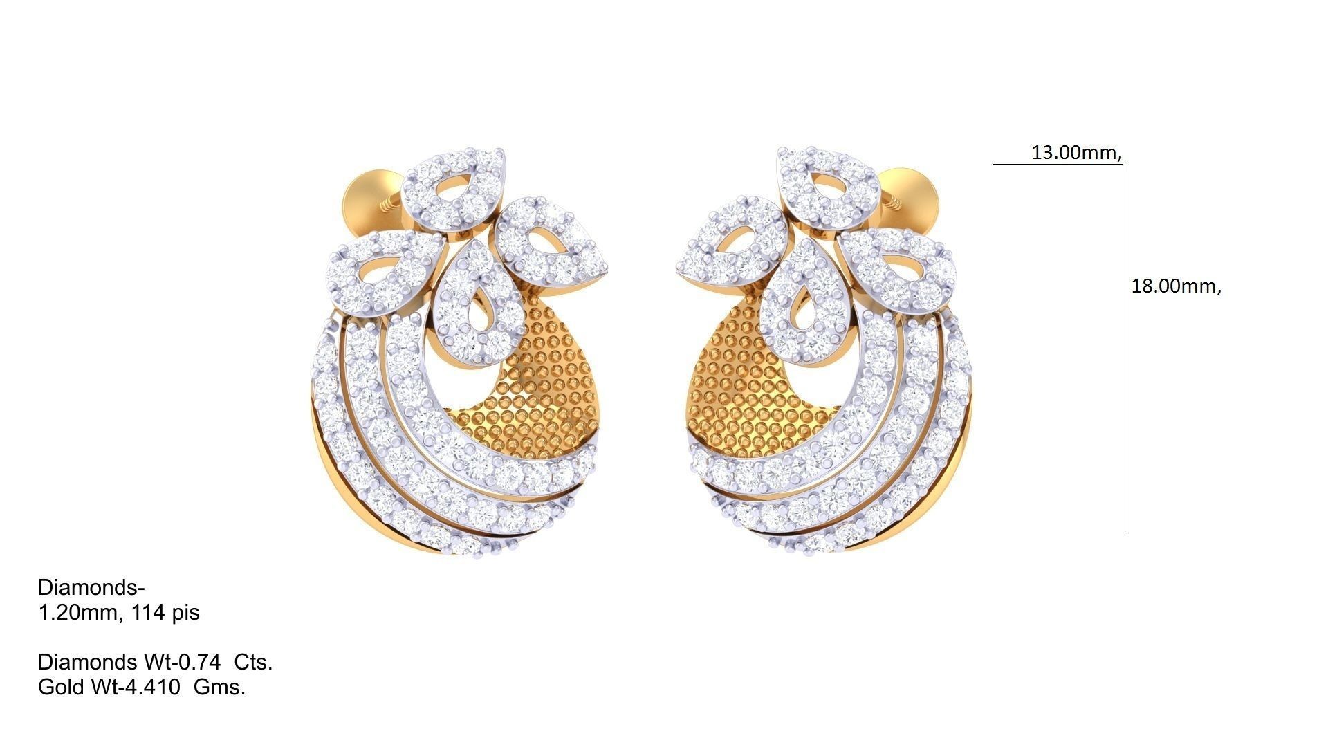 High Jewelry Pendant Earrings Set 3dm stl obj mtl gltf glb 3D print model_2