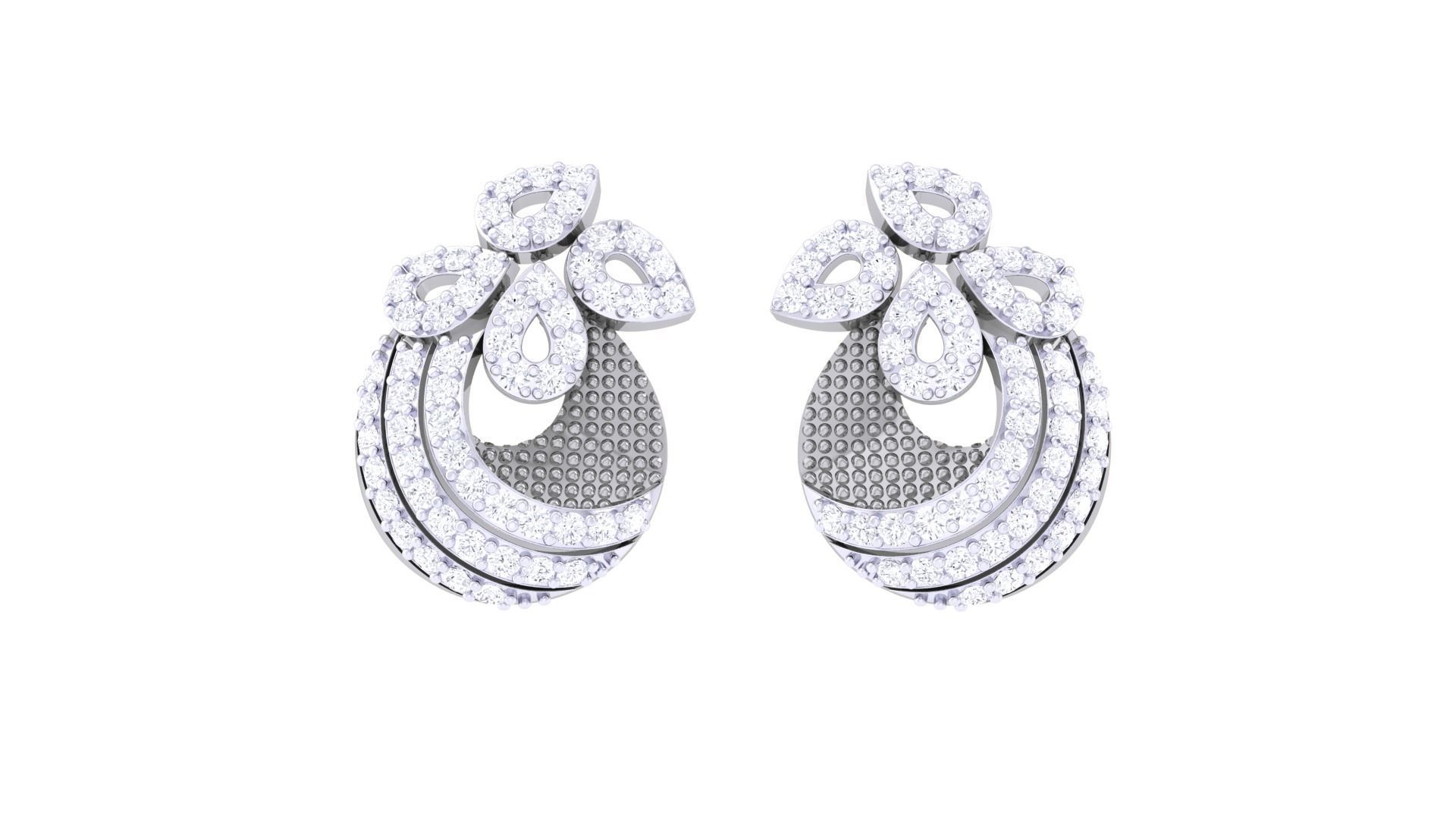 High Jewelry Pendant Earrings Set 3dm stl obj mtl gltf glb 3D print model_7