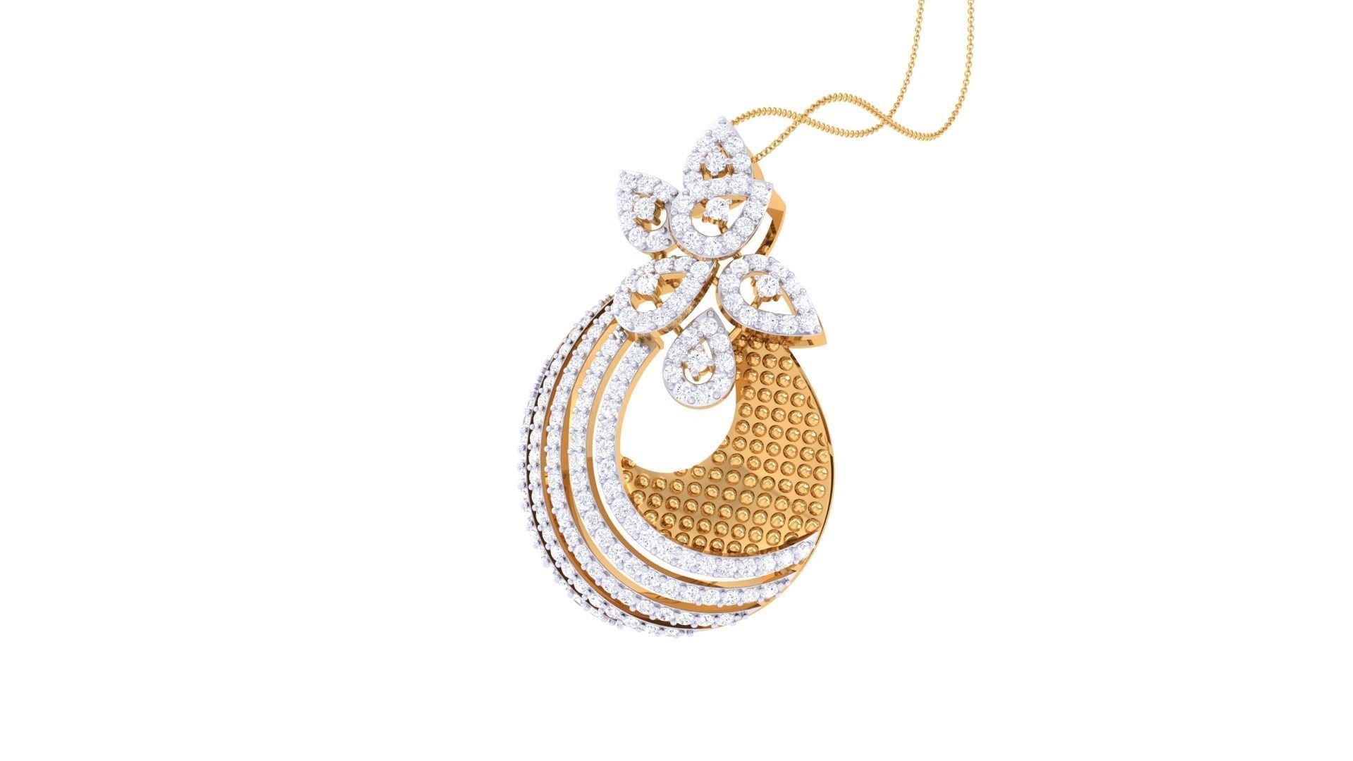 High Jewelry Pendant Earrings Set 3dm stl obj mtl gltf glb 3D print model_13