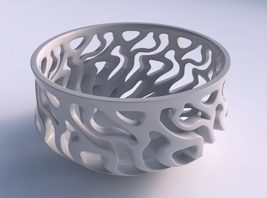 Bowl wide high with twisted smooth cuts twisted and tapered 2 3D print model_0