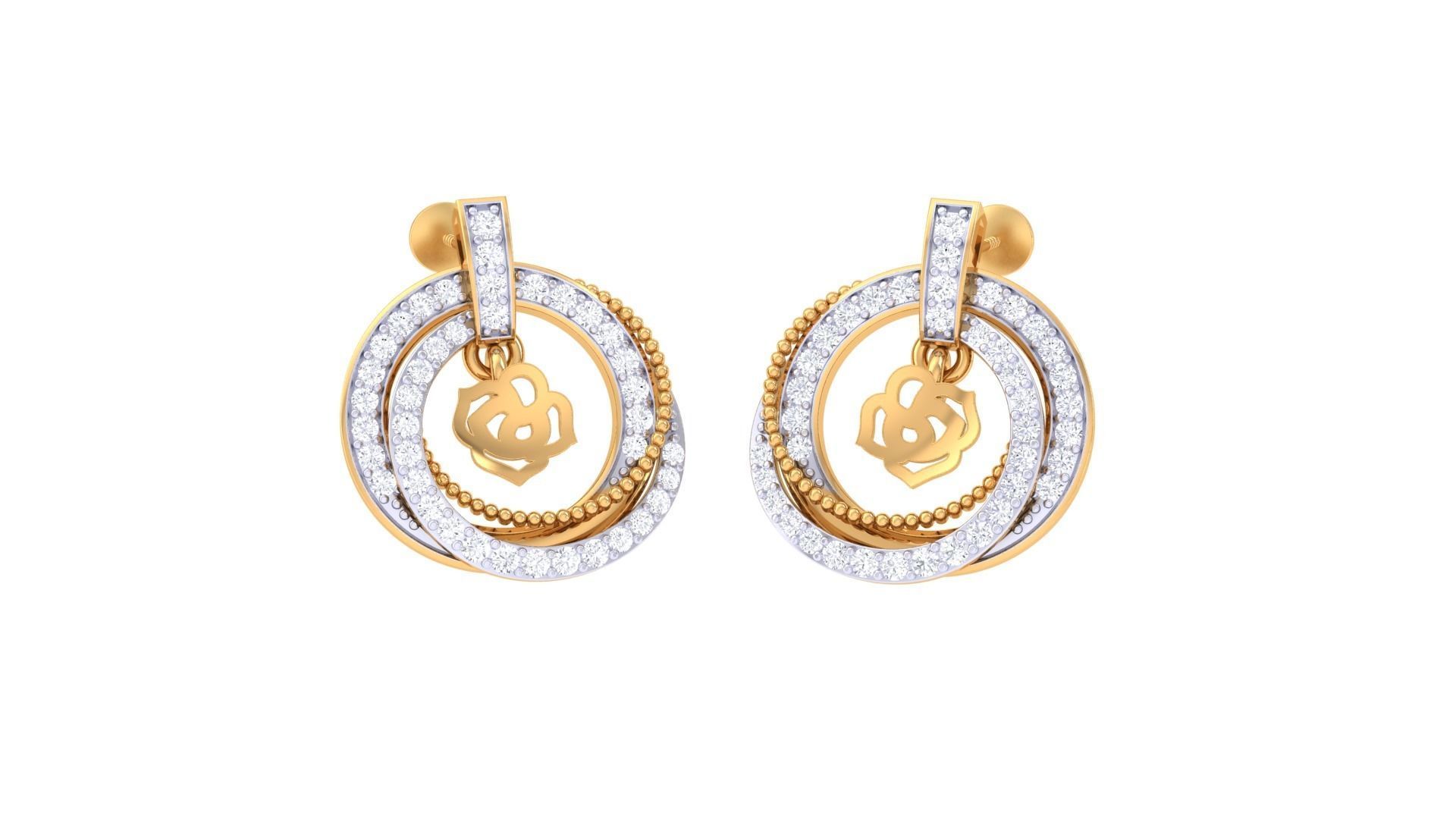 Hanging Flower High Jewelry Pendant Earrings Set 3dm stl obj 3D print model_4