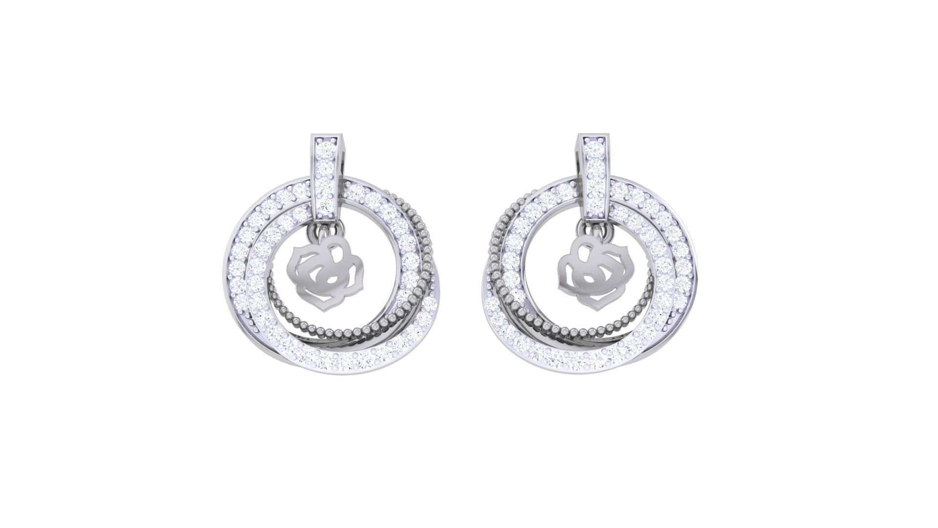 Hanging Flower High Jewelry Pendant Earrings Set 3dm stl obj 3D print model_7