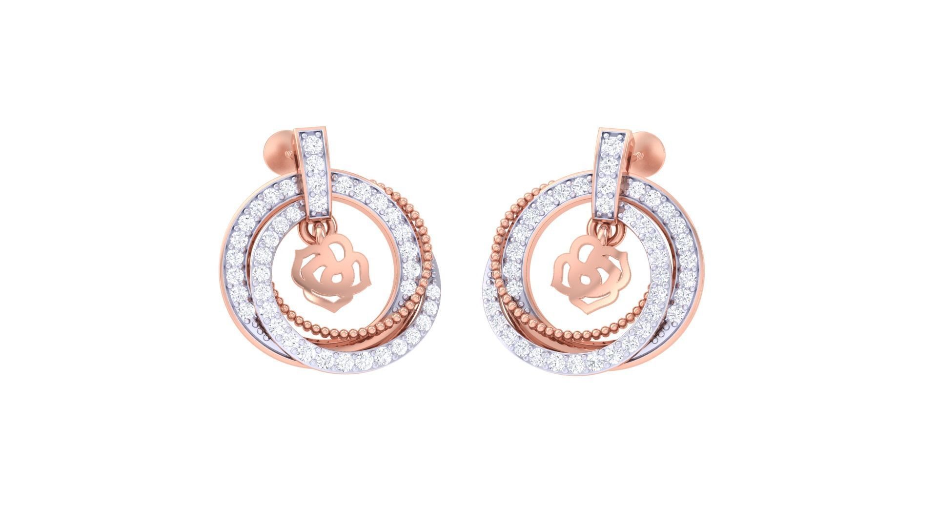 Hanging Flower High Jewelry Pendant Earrings Set 3dm stl obj 3D print model_1