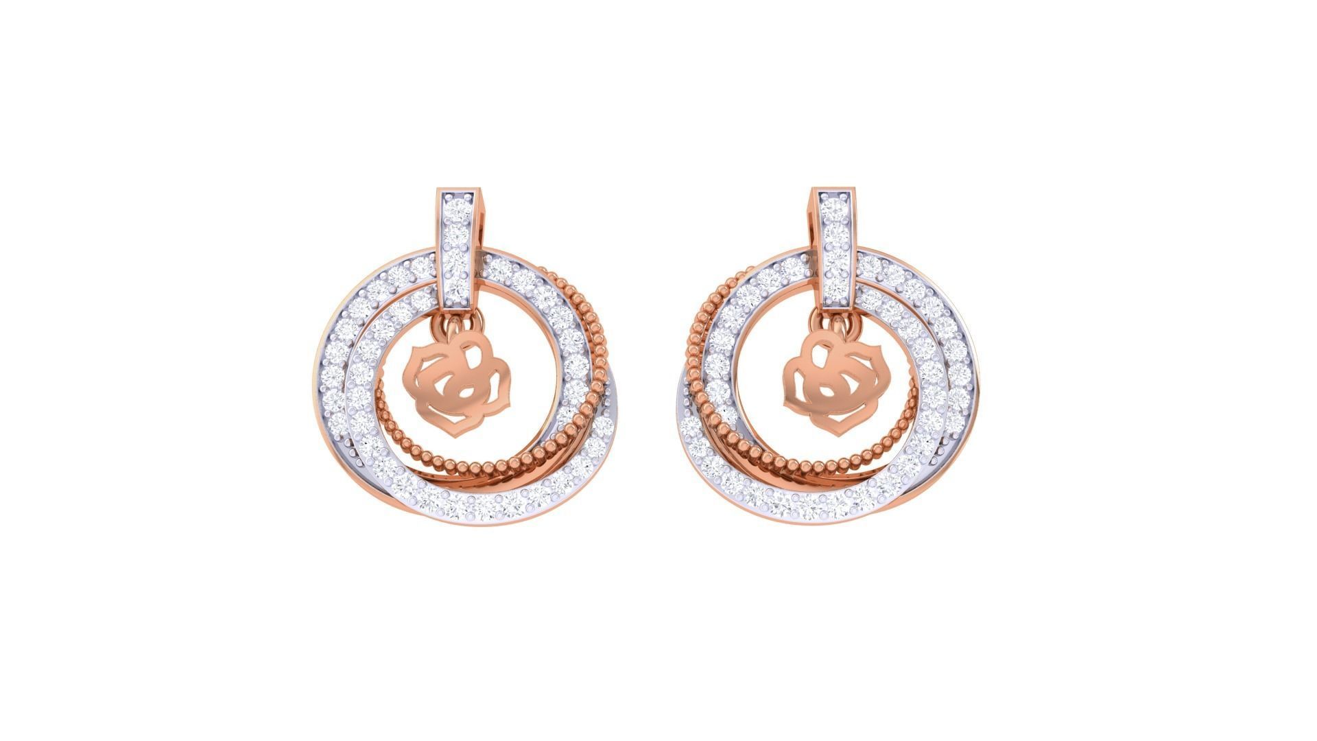 Hanging Flower High Jewelry Pendant Earrings Set 3dm stl obj 3D print model_8