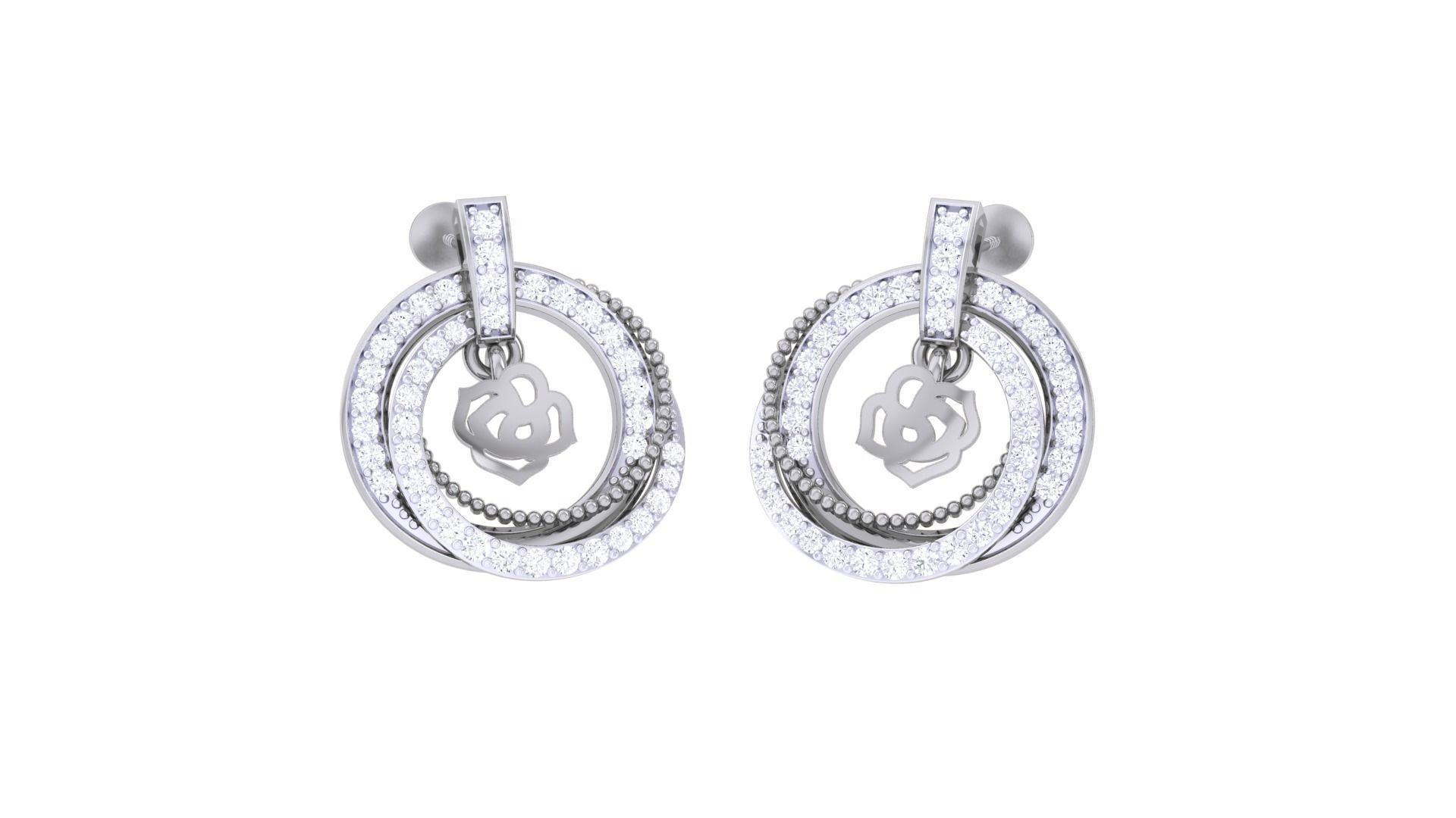 Hanging Flower High Jewelry Pendant Earrings Set 3dm stl obj 3D print model_3