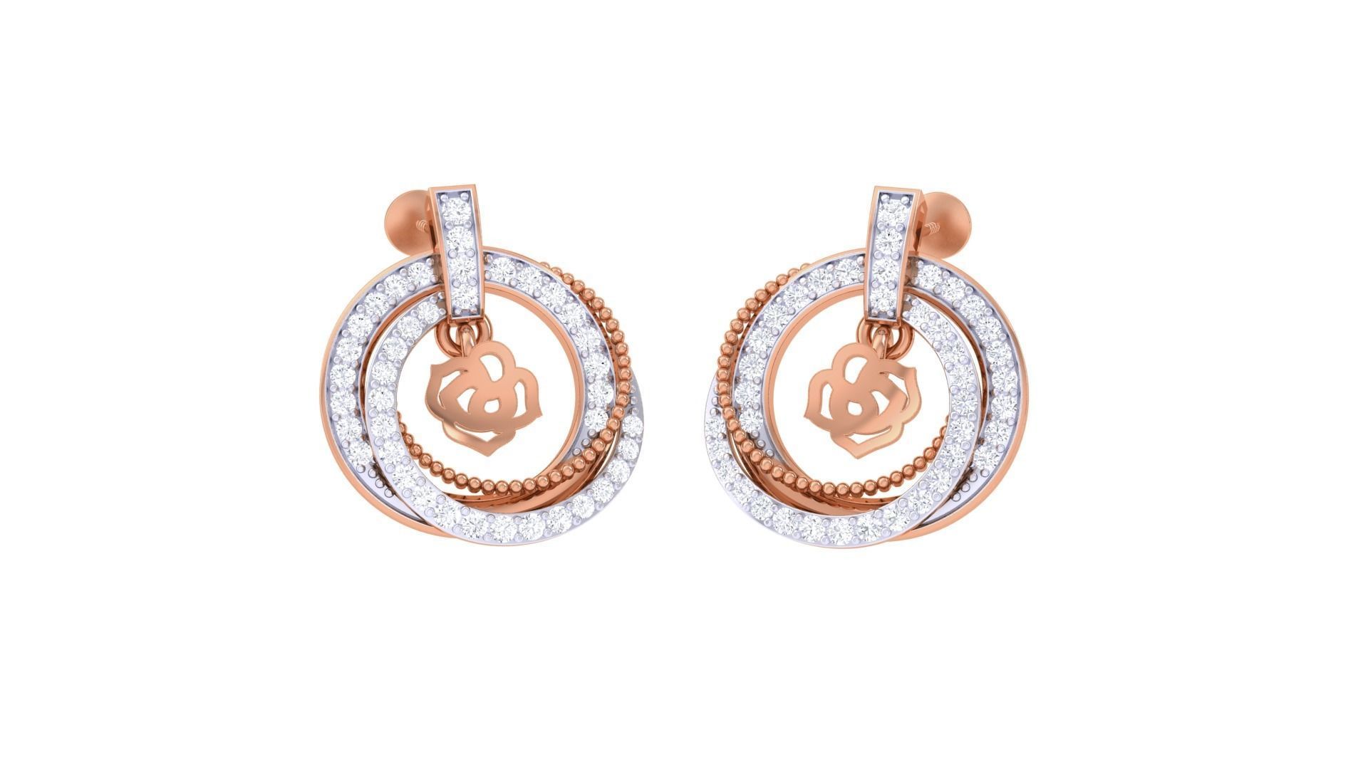 Hanging Flower High Jewelry Pendant Earrings Set 3dm stl obj 3D print model_5