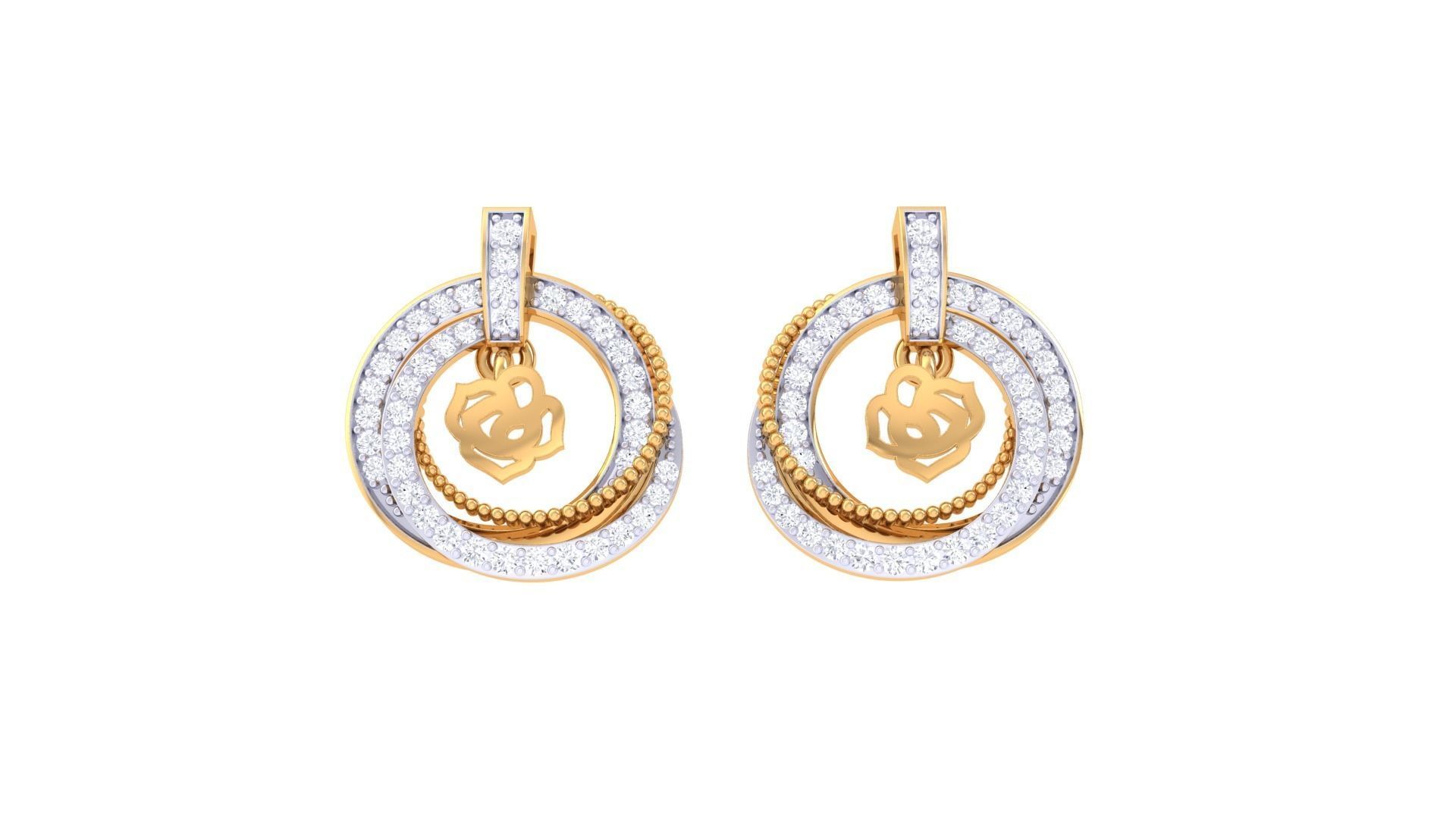 Hanging Flower High Jewelry Pendant Earrings Set 3dm stl obj 3D print model_6