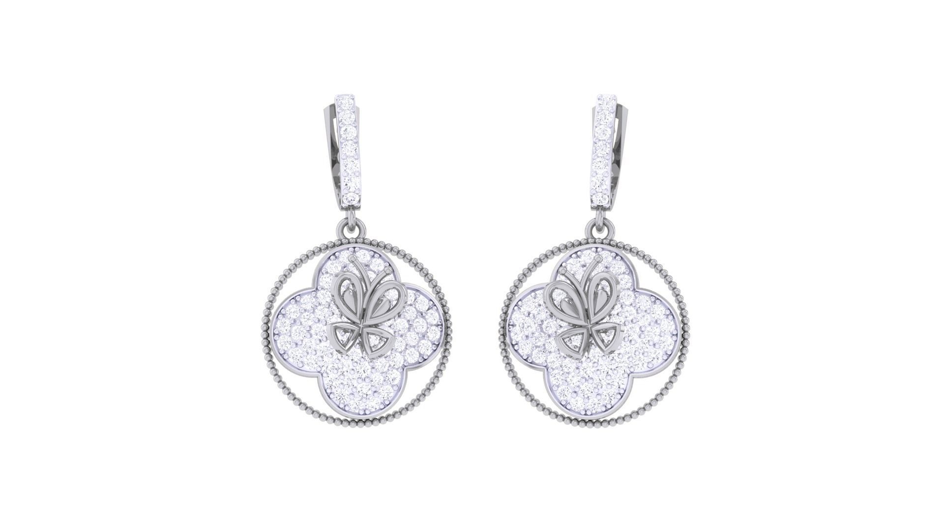 Butterfly High Jewelry Pendant Earrings Set 3dm stl obj mtl 3D print model_8