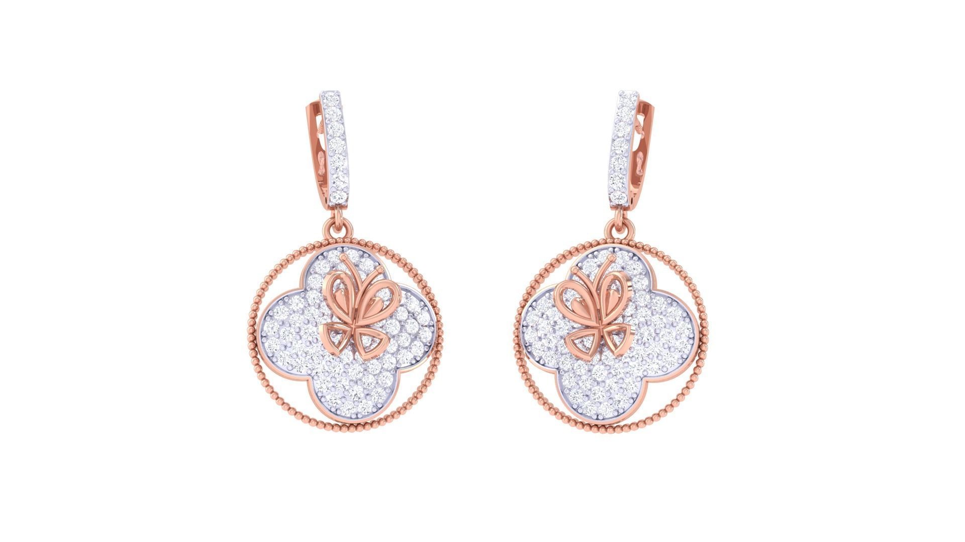 Butterfly High Jewelry Pendant Earrings Set 3dm stl obj mtl 3D print model_5