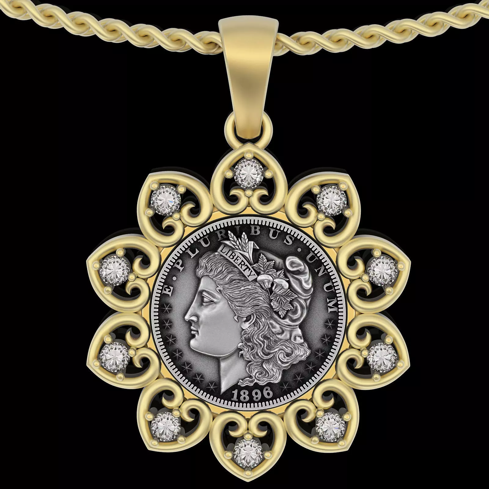 Coin Morgan dollar printable jewelry 3d Pendant 3D print model