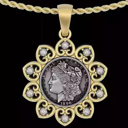 Coin Morgan dollar printable jewelry 3d Pendant 
