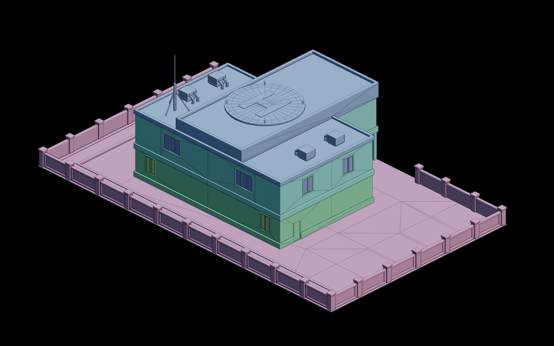 City Hospital building Low-poly 3D model_8